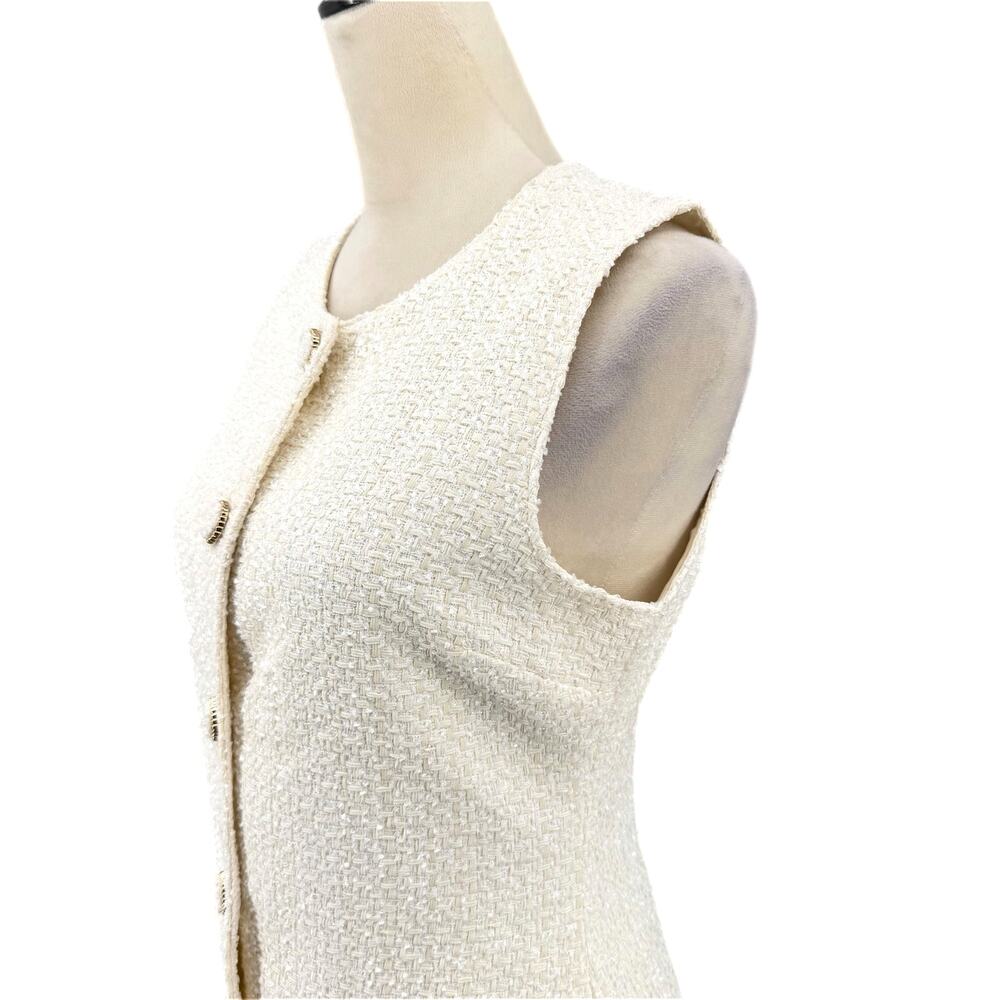 Endless Rose NEW Ivory White Tweed Polished Bridal Chic Romantic Mini Dress - Picture 7 of 11